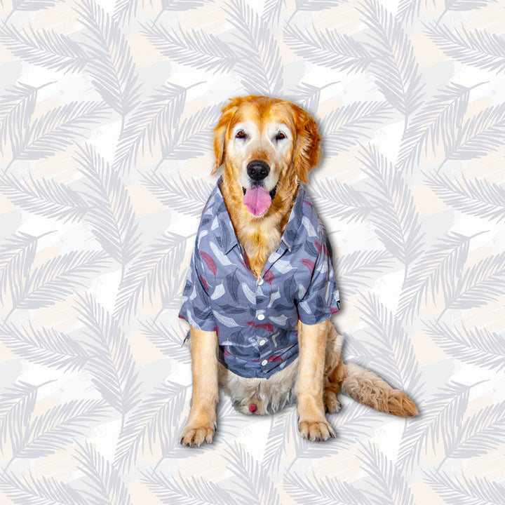 Leafy Affair Dog Shirt (Grey) | SoftTech Fabric