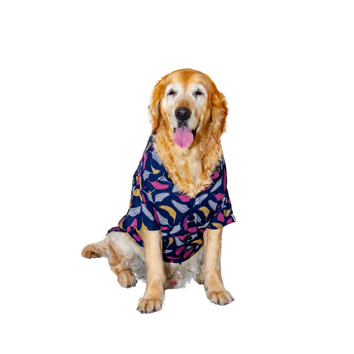 Leafy Affair Dog Shirt (Blue) | SoftTech Fabric