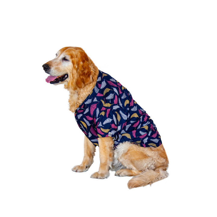 Leafy Affair Dog Shirt (Blue) | SoftTech Fabric