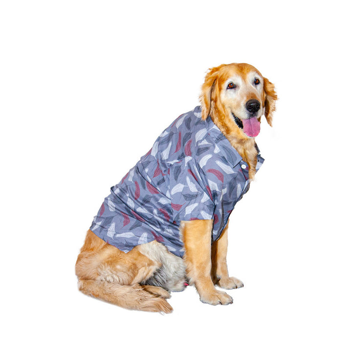 Leafy Affair Dog Shirt (Grey) | SoftTech Fabric