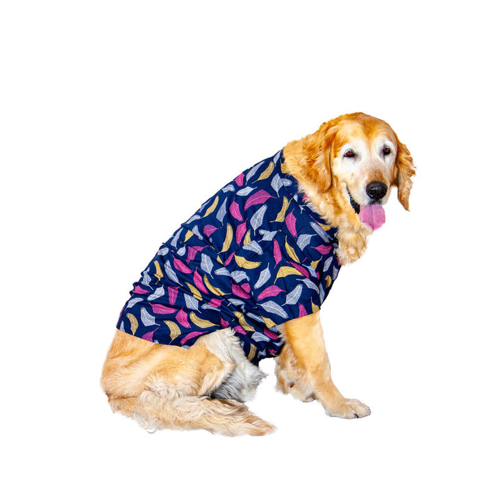 Leafy Affair Dog Shirt (Blue) | SoftTech Fabric