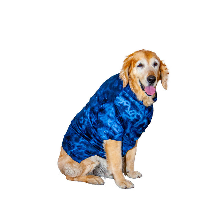 Retro Tie Dye Mandarin Collar Dog Shirt (Indigo) | SoftTech Fabric