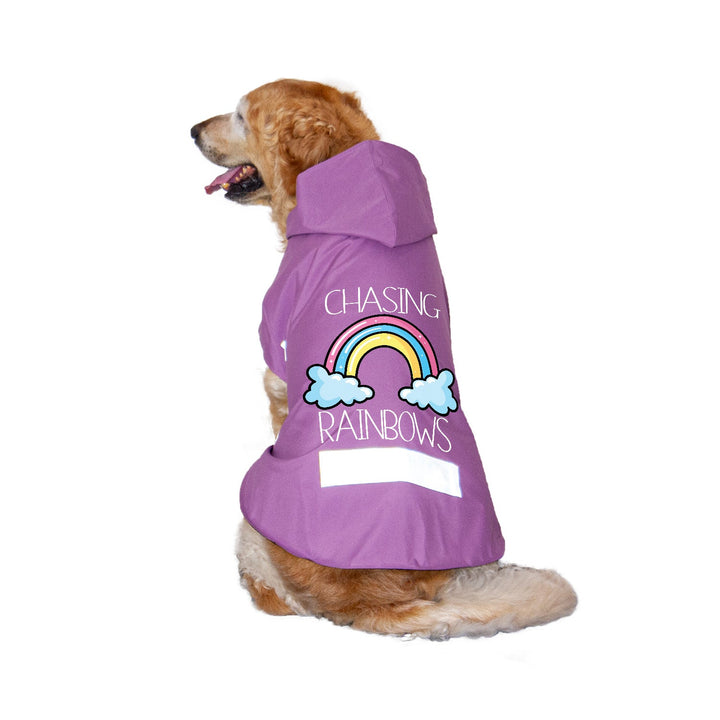 "Chasing Rainbows" Printed DryTech Dog Raincoat with Reflective Strips For Protection | Visibilitee Collection