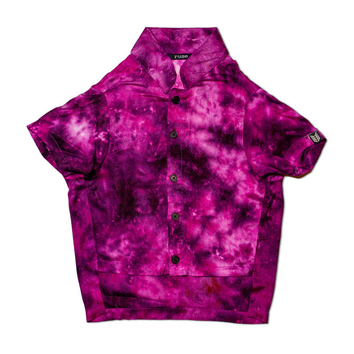 Retro Tie Dye Mandarin Collar Dog Shirt (Cosmos) | SoftTech Fabric