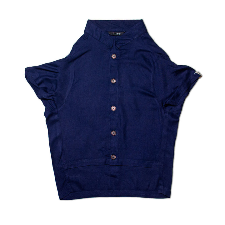 Midnight Blue Mandarin Collar Dog Shirt | SoftTech Fabric