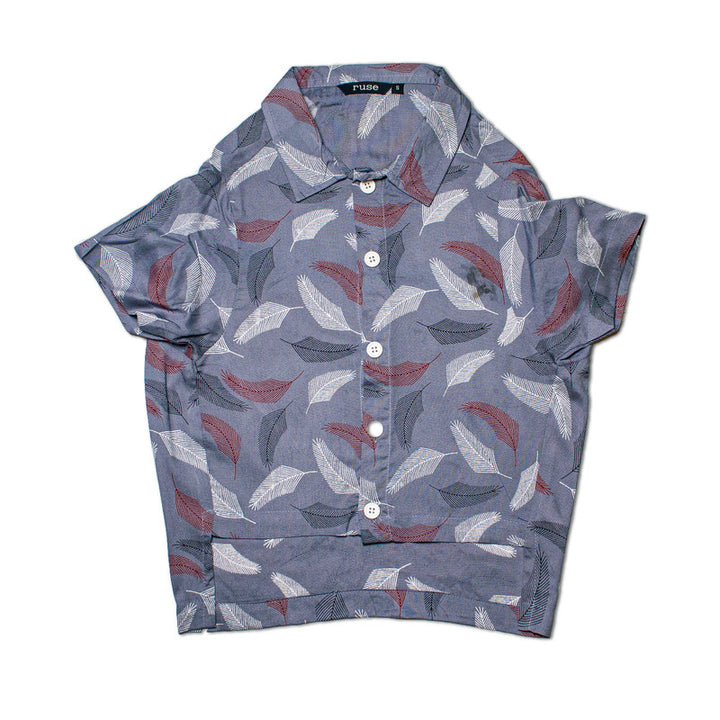 Leafy Affair Dog Shirt (Grey) | SoftTech Fabric