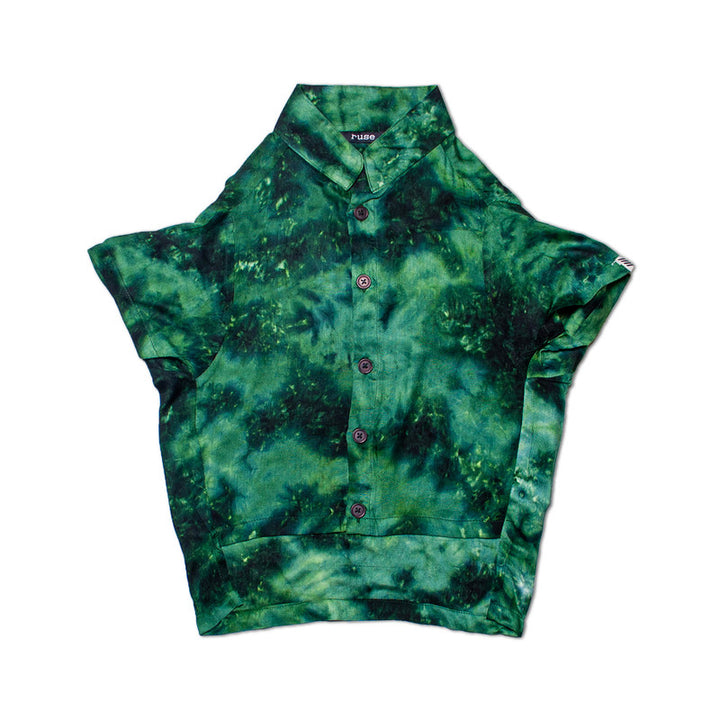 Retro Tie Dye Mandarin Collar Dog Shirt (Forest) | SoftTech Fabric