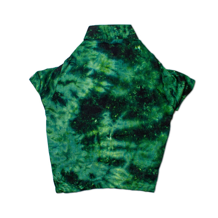 Retro Tie Dye Mandarin Collar Dog Shirt (Forest) | SoftTech Fabric