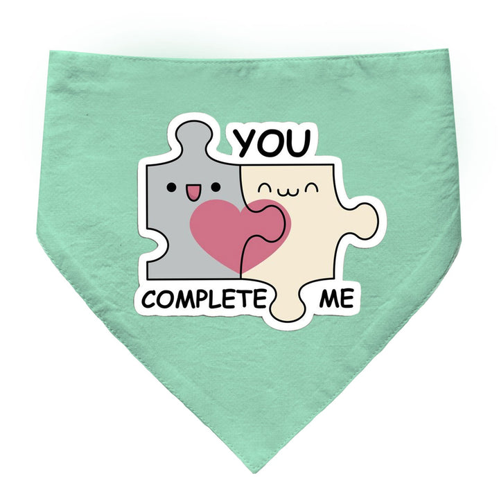 "You Complete Me" Printed Dog Bandana with Anti Chafing Elastic