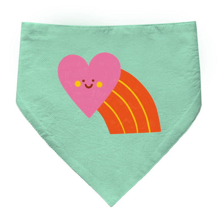 "Smiley Heartbow" Printed Dog Bandana with Anti Chafing Elastic