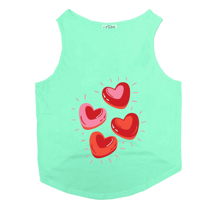 "Glowing Hearts" Printed Tank Dog Tee