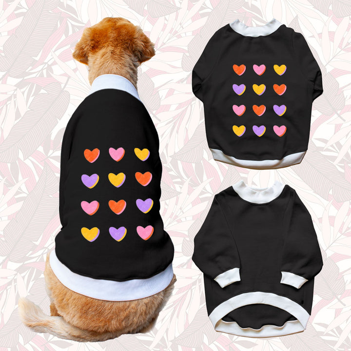 Ruse 'Basics' "Hearts Grid" Printed Crew Neck Full Sleeve Sweatshirt For Dogs