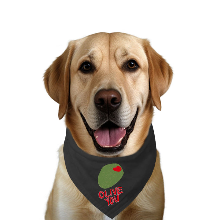 "Olive You" Printed Dog Bandana with Anti Chafing Elastic