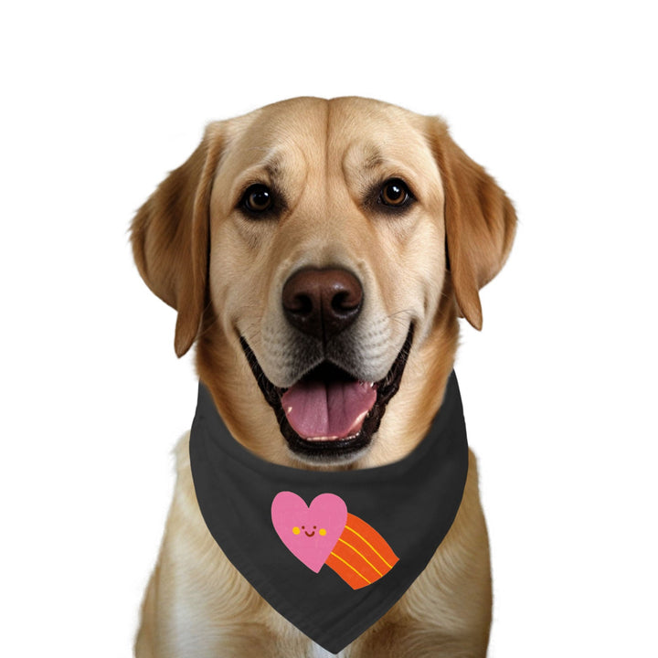 "Smiley Heartbow" Printed Dog Bandana with Anti Chafing Elastic