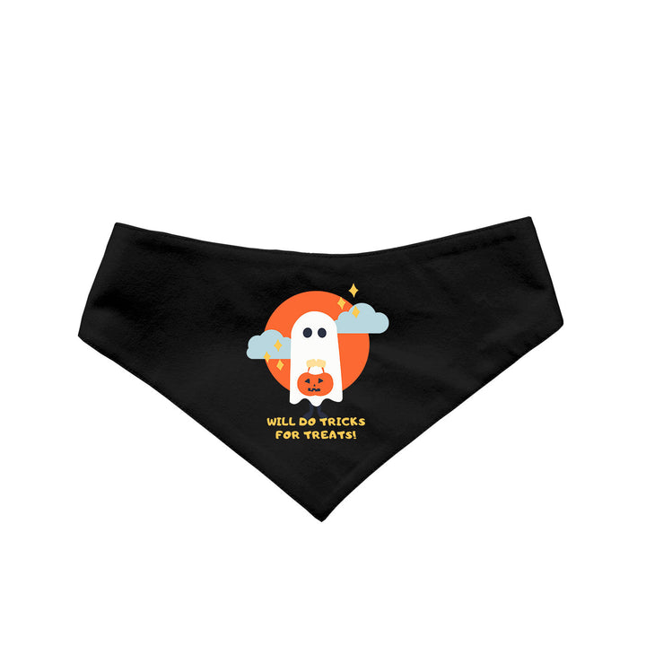 "Will Do Tricks For Treats" Printed with Allover Pint Reversible Bandana for Dogs