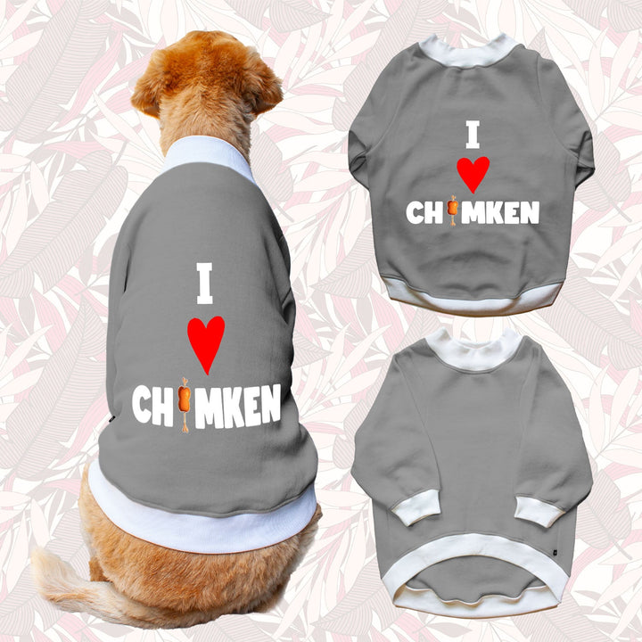 Ruse 'Basics' "I Love Chimken" Printed Crew Neck Full Sleeve Sweatshirt For Dogs