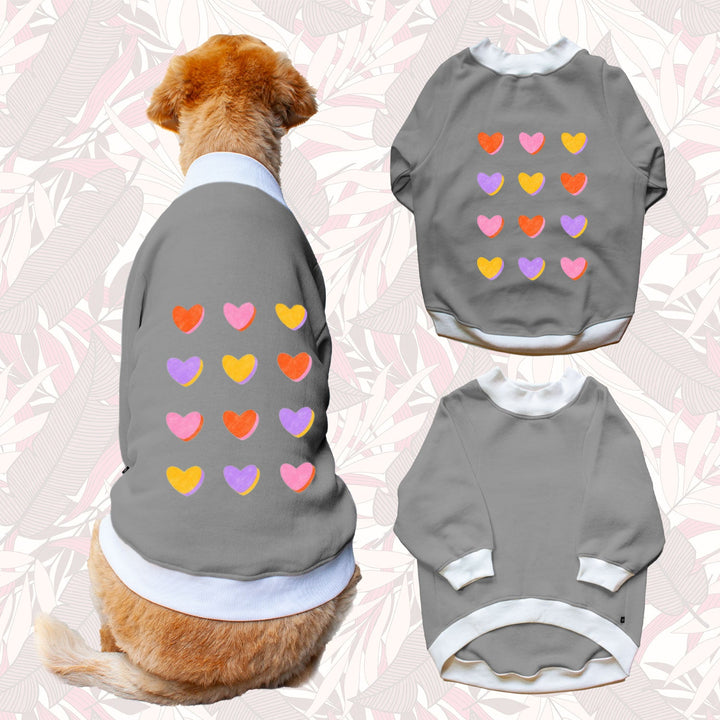 Ruse 'Basics' "Hearts Grid" Printed Crew Neck Full Sleeve Sweatshirt For Dogs