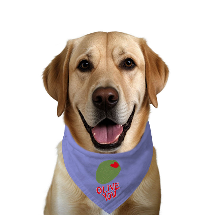 "Olive You" Printed Dog Bandana with Anti Chafing Elastic