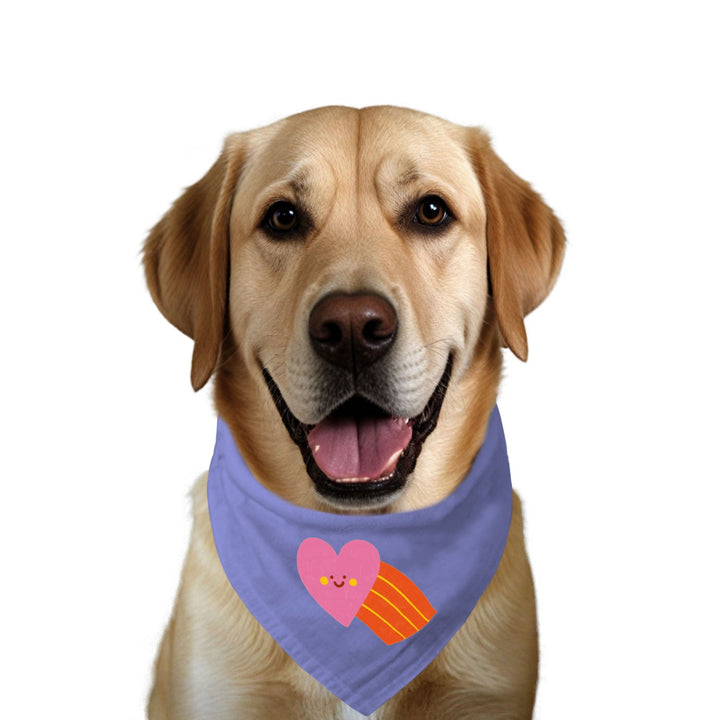 "Smiley Heartbow" Printed Dog Bandana with Anti Chafing Elastic