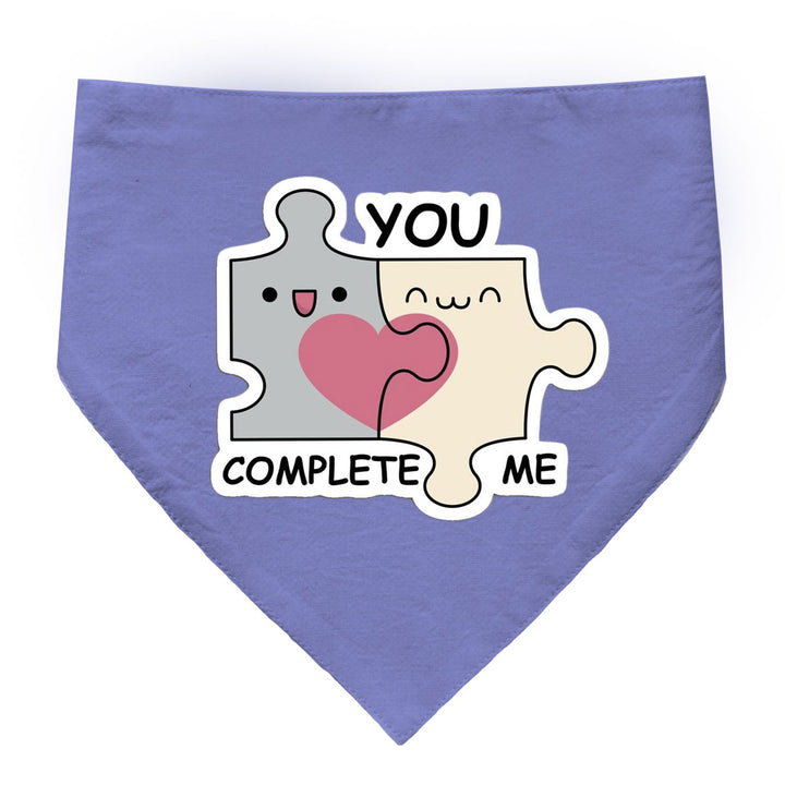 "You Complete Me" Printed Dog Bandana with Anti Chafing Elastic