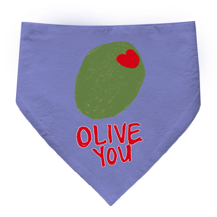 "Olive You" Printed Dog Bandana with Anti Chafing Elastic