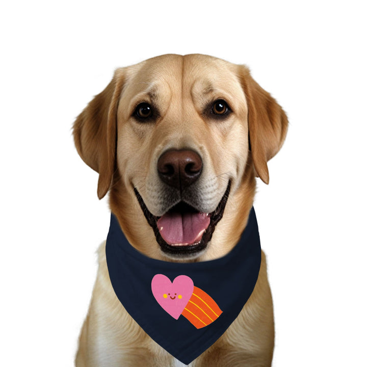 "Smiley Heartbow" Printed Dog Bandana with Anti Chafing Elastic