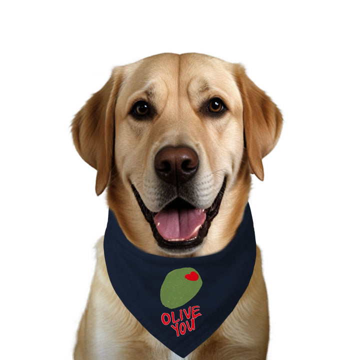 "Olive You" Printed Dog Bandana with Anti Chafing Elastic