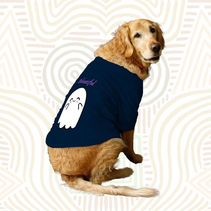 Ruse Basic Crew Neck "Bhootiful" Printed Half Sleeves Dog Tee