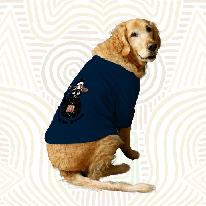 Ruse Basic Crew Neck "Tricks For Treats" Printed Half Sleeves Dog Tee