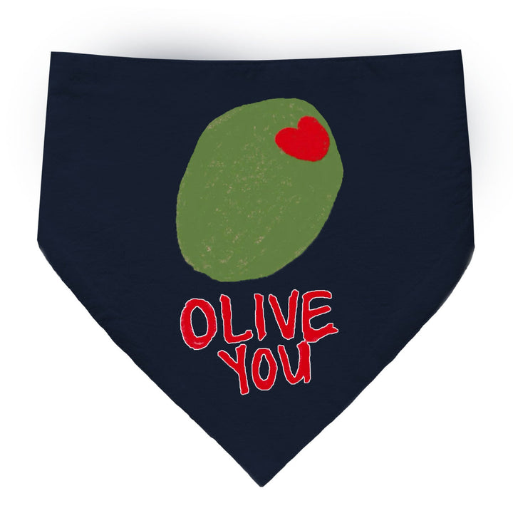 "Olive You" Printed Dog Bandana with Anti Chafing Elastic