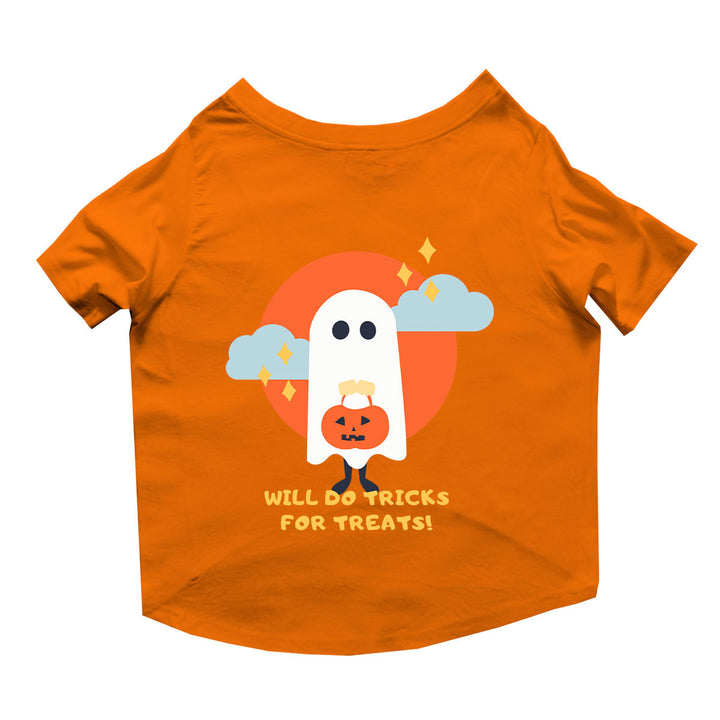 Ruse Basic Crew Neck "Will Do Tricks For Treats" Printed Half Sleeves Dog Tee