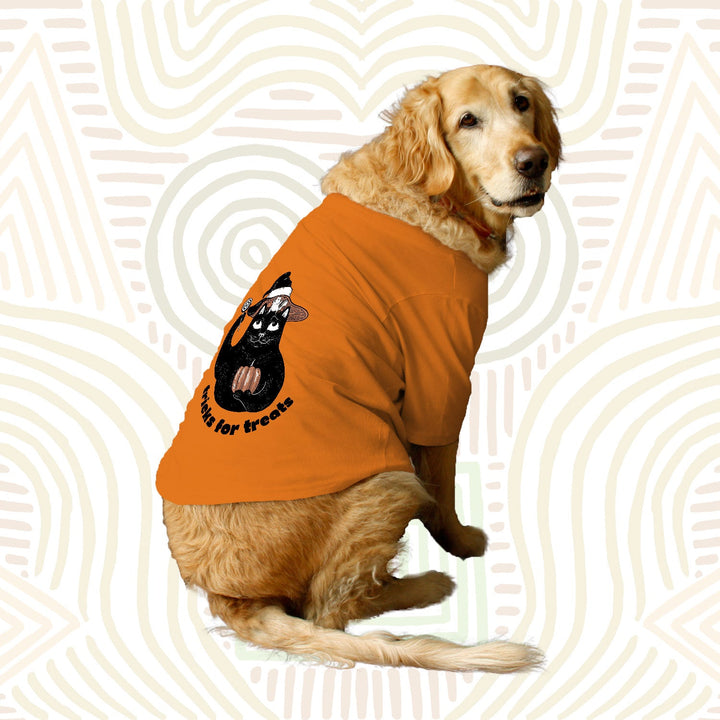 Ruse Basic Crew Neck "Tricks For Treats" Printed Half Sleeves Dog Tee