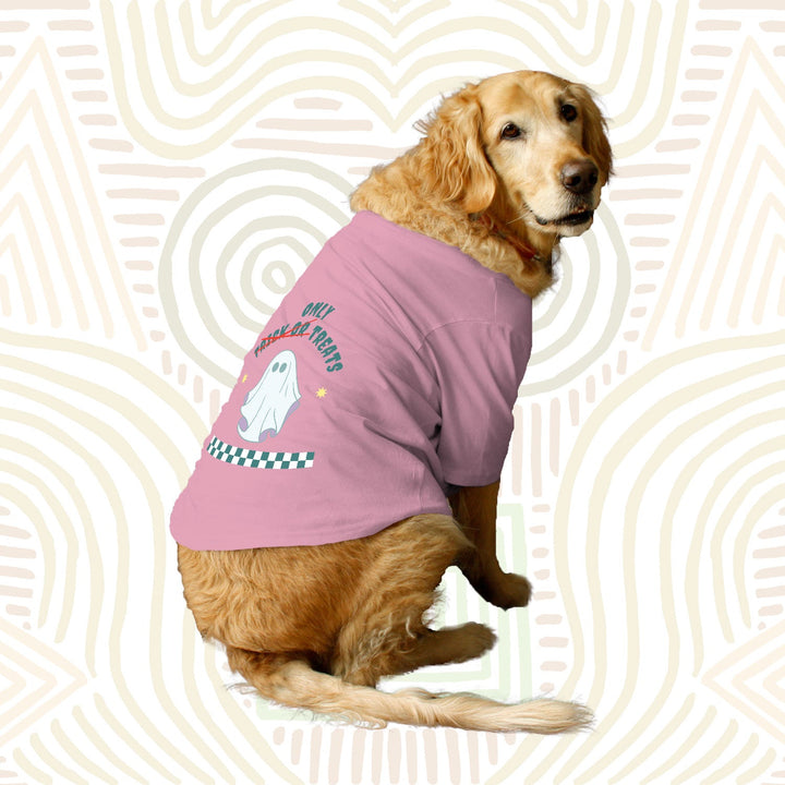 Ruse Basic Crew Neck "Only Treats" Printed Half Sleeves Dog Tee