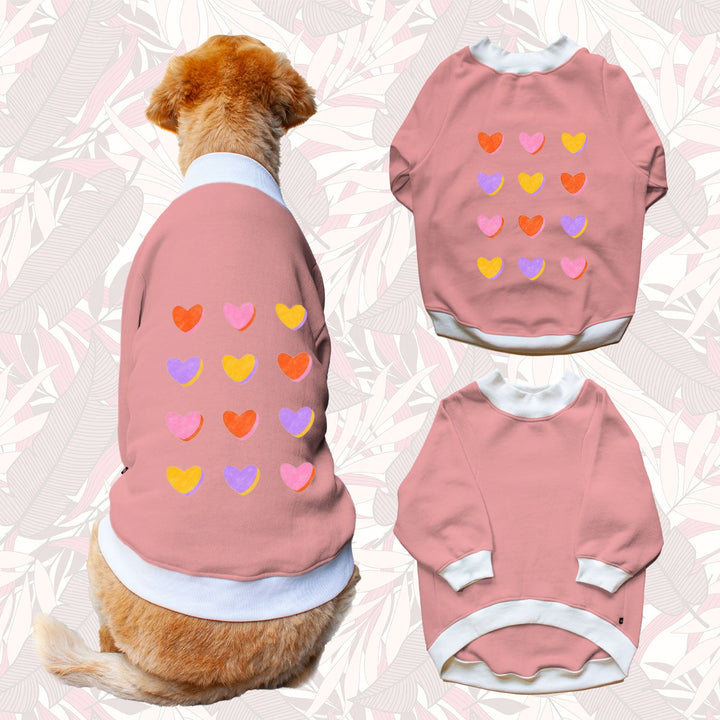 Ruse 'Basics' "Hearts Grid" Printed Crew Neck Full Sleeve Sweatshirt For Dogs