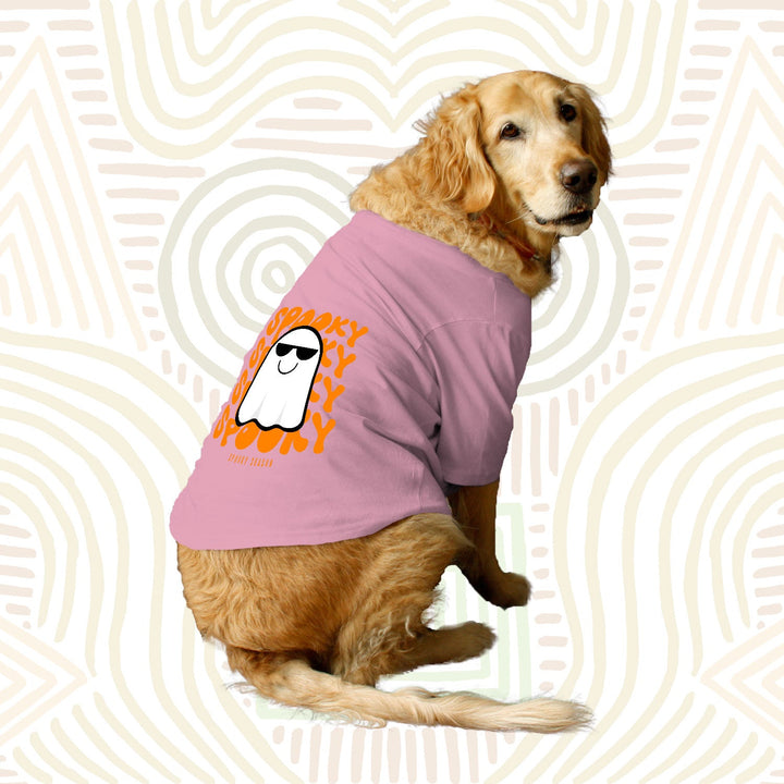 Ruse Basic Crew Neck "Spooky Halloween" Printed Half Sleeves Dog Tee