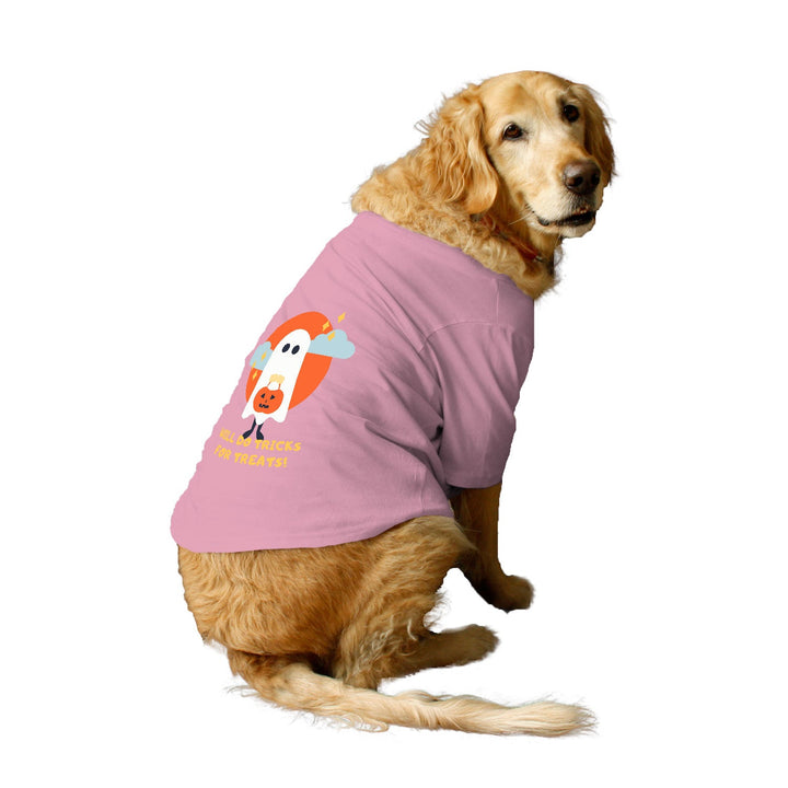 Ruse Basic Crew Neck "Will Do Tricks For Treats" Printed Half Sleeves Dog Tee