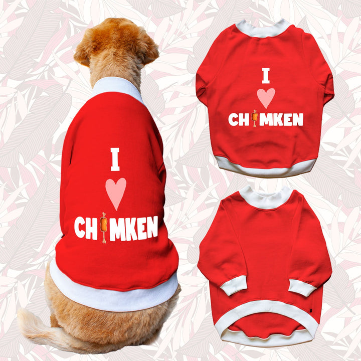 Ruse 'Basics' "I Love Chimken" Printed Crew Neck Full Sleeve Sweatshirt For Dogs