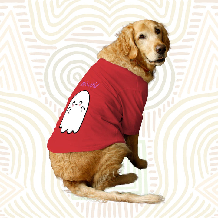 Ruse Basic Crew Neck "Bhootiful" Printed Half Sleeves Dog Tee