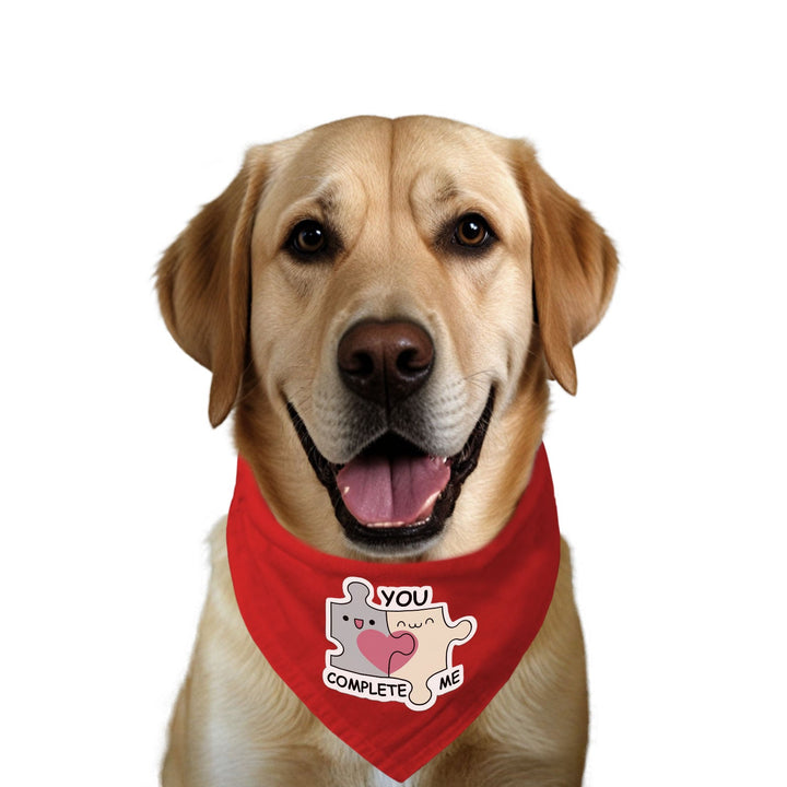 "You Complete Me" Printed Dog Bandana with Anti Chafing Elastic