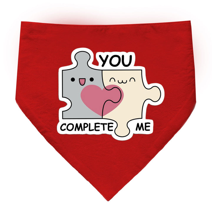 "You Complete Me" Printed Dog Bandana with Anti Chafing Elastic