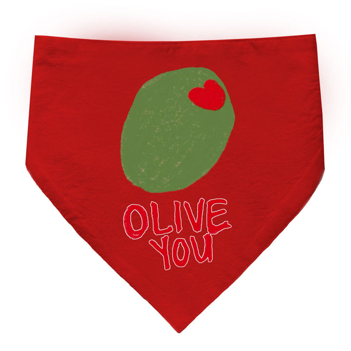 "Olive You" Printed Dog Bandana with Anti Chafing Elastic