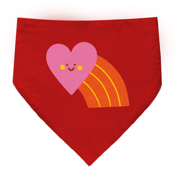 "Smiley Heartbow" Printed Dog Bandana with Anti Chafing Elastic