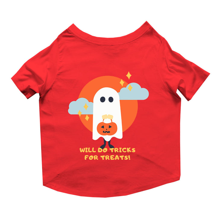 Ruse Basic Crew Neck "Will Do Tricks For Treats" Printed Half Sleeves Dog Tee