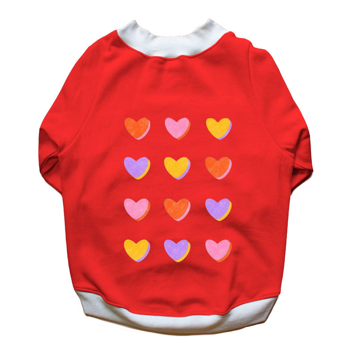 Ruse 'Basics' "Hearts Grid" Printed Crew Neck Full Sleeve Sweatshirt For Dogs