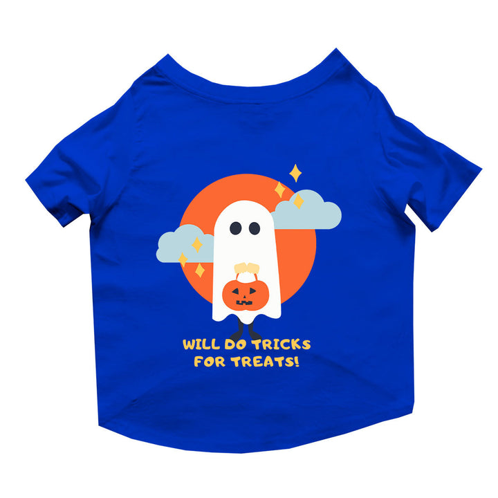 Ruse Basic Crew Neck "Will Do Tricks For Treats" Printed Half Sleeves Dog Tee