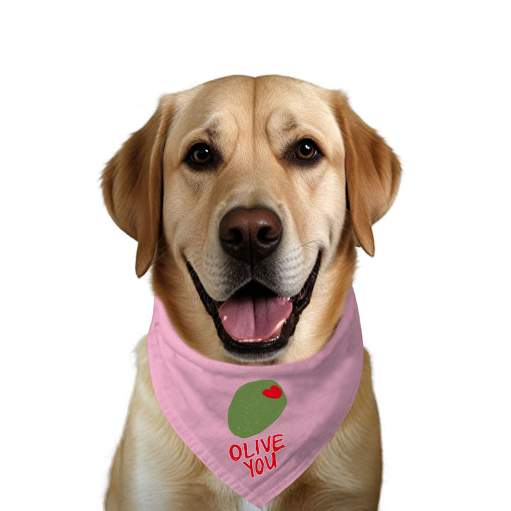 "Olive You" Printed Dog Bandana with Anti Chafing Elastic