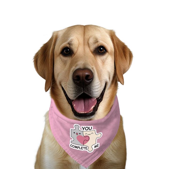 "You Complete Me" Printed Dog Bandana with Anti Chafing Elastic