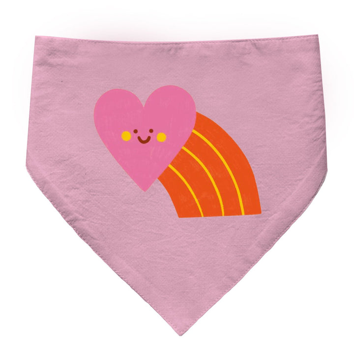 "Smiley Heartbow" Printed Dog Bandana with Anti Chafing Elastic