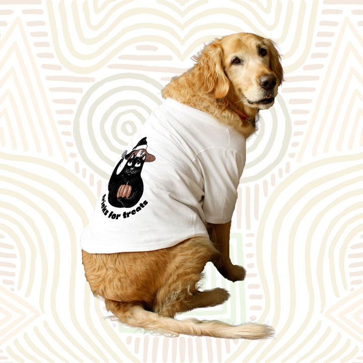 Ruse Basic Crew Neck "Tricks For Treats" Printed Half Sleeves Dog Tee