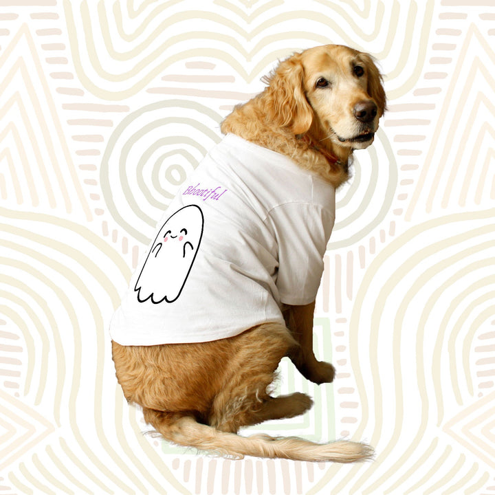 Ruse Basic Crew Neck "Bhootiful" Printed Half Sleeves Dog Tee